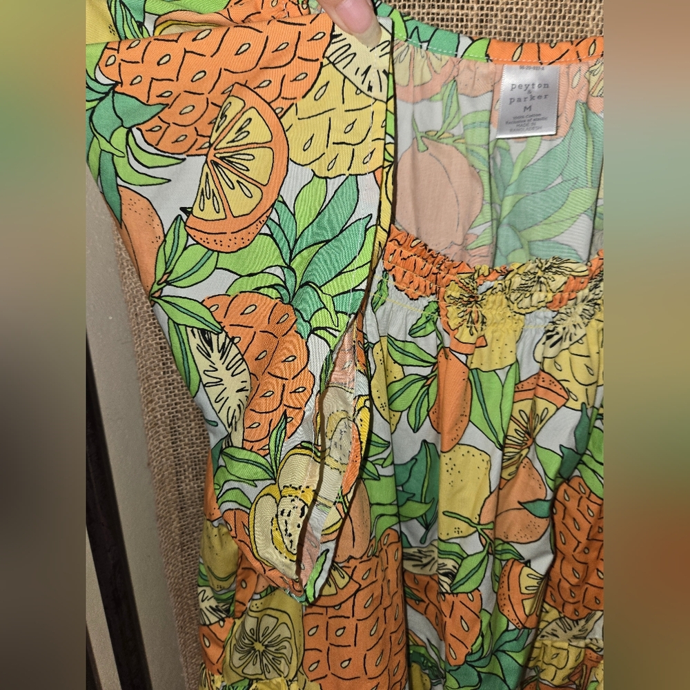 NWOT Payton & Parker Colorful Fruit Print Dress With Pockets Citrus Size Medium - Picture 3 of 12